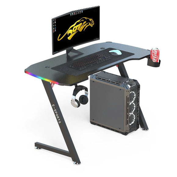 NNEDSZ 140cm New Arrive Computer Table Z Shaped Gaming Desk With RGB Led Lights Gaming Tables