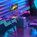 NNEDSZ 140cm New Arrive Computer Table Z Shaped Gaming Desk With RGB Led Lights Gaming Tables