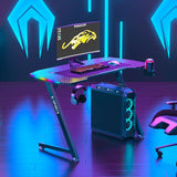 NNEDSZ 140cm New Arrive Computer Table Z Shaped Gaming Desk With RGB Led Lights Gaming Tables