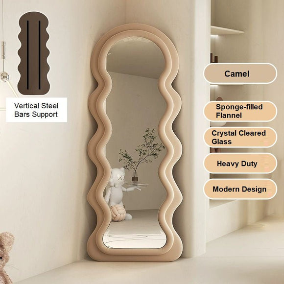 NNEDSZ 1.7m Elegance Curvy Floor Mirror Wavy Full Lenght Curvy Squiggle Full Body Irregular Asymmetrical Floor Home Decor