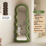 NNEDSZ 1.7m Elegance Curvy Floor Mirror Wavy Full Lenght Curvy Squiggle Full Body Irregular Asymmetrical Floor Home Decor