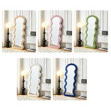 NNEDSZ 1.7m Elegance Curvy Floor Mirror Wavy Full Lenght Curvy Squiggle Full Body Irregular Asymmetrical Floor Home Decor Pink