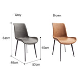 NNEDSZ Minimal List Dining Chairs PU Retro Chair Cafe Kitchen Modern Metal Legs x 2 Brown