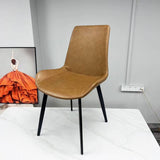 NNEDSZ Minimal List Dining Chairs PU Retro Chair Cafe Kitchen Modern Metal Legs x 2 Brown