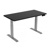 NNEDSZ 140cm Standing Desk Height Adjustable Sit Stand Motorised Grey Dual Motors Frame Black Top