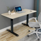 NNEDSZ 140cm Standing Desk Height Adjustable Sit Stand Motorised Grey Dual Motors Frame Black Top