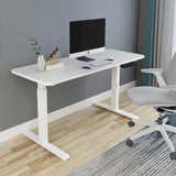 NNEDSZ 140cm Standing Desk Height Adjustable Sit Stand Motorised Grey Dual Motors Frame Black Top