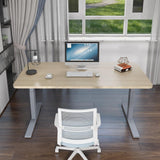 NNEDSZ 140cm Standing Desk Height Adjustable Sit Stand Motorised Grey Dual Motors Frame Black Top