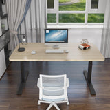NNEDSZ 140cm Standing Desk Height Adjustable Sit Stand Motorised Grey Dual Motors Frame Maple Top