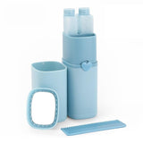 NNEDSZ Portable Toothbrush Holder Tooth Mug Toothpaste Cup Bath Travel Box Accessories Set Blue