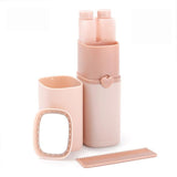 NNEDSZ Portable Toothbrush Holder Tooth Mug Toothpaste Cup Bath Travel Box Accessories Set Pink