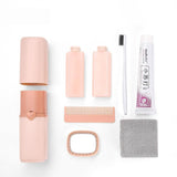 NNEDSZ Portable Toothbrush Holder Tooth Mug Toothpaste Cup Bath Travel Box Accessories Set Pink