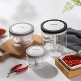 NNEDSZ Ecoco 3 Sizes Cutter Set Easy Chopper Mincer Mixer Slicer Dicer Blender Shredder For Onion Garlic Grey