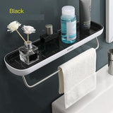 NNEDSZ Bathroom Shelves Organizer Wall Mount Home Towel shelf Shampoo Rack With Towel Bar Storage Rack Bathroom Accessories Black