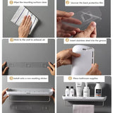NNEDSZ Bathroom Shelves Organizer Wall Mount Home Towel shelf Shampoo Rack With Towel Bar Storage Rack Bathroom Accessories Black