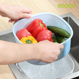 NNEDSZ Ecoco Double Drain Basket Bowl Washing Kitchen Strainer Noodles Vegetables Fruit Sink Supplies Green