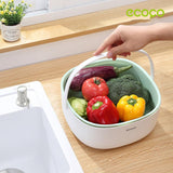 NNEDSZ Ecoco Double Drain Basket Bowl Washing Kitchen Strainer Noodles Vegetables Fruit Sink Supplies Green