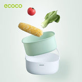 NNEDSZ Ecoco Double Drain Basket Bowl Washing Kitchen Strainer Noodles Vegetables Fruit Sink Supplies Green
