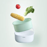 NNEDSZ Ecoco Double Drain Basket Bowl Washing Kitchen Strainer Noodles Vegetables Fruit Sink Supplies Grey
