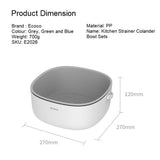 NNEDSZ Ecoco Double Drain Basket Bowl Washing Kitchen Strainer Noodles Vegetables Fruit Sink Supplies Grey