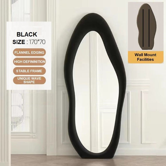 NNEDSZ 1.7m Standing Maiden Mirror Full Length Aesthetic Full Size Floor Mirror Bedroom Creative Modern Deco Black