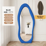 NNEDSZ 1.7m Standing Maiden Mirror Full Length Aesthetic Full Size Floor Mirror Bedroom Creative Modern Deco Blue