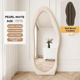 NNEDSZ 1.7m Standing Maiden Mirror Full Length Aesthetic Full Size Floor Mirror Bedroom Creative Modern Deco Pearl White