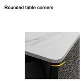 NNEDSZ 120x60cm Glossy White Minimalist Slate Coffee Table Marble Tea Table Living Room Rectangle Cocktail Side Table Solid Metal Legs