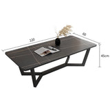 NNEDSZ 120x60cm Glossy White Minimalist Slate Coffee Table Marble Tea Table Living Room Rectangle Cocktail Side Table Solid Metal Legs