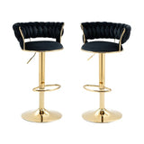 NNEDSZ SERENITà Black Velvet Seat Kitchen Breakfast Bar Stools Counter Height Barstools with Back Cushioned Chairs for Home Bar x2