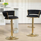 NNEDSZ SERENITà Black Velvet Seat Kitchen Breakfast Bar Stools Counter Height Barstools with Back Cushioned Chairs for Home Bar x2