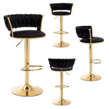 NNEDSZ SERENITà Black Velvet Seat Kitchen Breakfast Bar Stools Counter Height Barstools with Back Cushioned Chairs for Home Bar x2