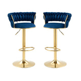 NNEDSZ SERENITà Blue Velvet Seat Kitchen Breakfast Bar Stools Counter Height Barstools with Back Cushioned Chairs for Home Bar x2