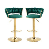 NNEDSZ SERENITà Green Velvet Seat Kitchen Breakfast Bar Stools Counter Height Barstools with Back Cushioned Chairs for Home Bar x2