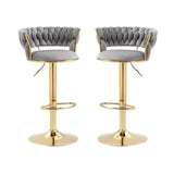 NNEDSZ SERENITà Grey Velvet Seat Kitchen Breakfast Bar Stools Counter Height Barstools with Back Cushioned Chairs for Home Bar x2
