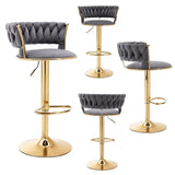 NNEDSZ SERENITà Grey Velvet Seat Kitchen Breakfast Bar Stools Counter Height Barstools with Back Cushioned Chairs for Home Bar x2