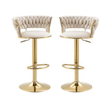 NNEDSZ SERENITà Ivory Velvet Seat Kitchen Breakfast Bar Stools Counter Height Barstools with Back Cushioned Chairs for Home Bar x2