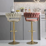 NNEDSZ SERENITà Ivory Velvet Seat Kitchen Breakfast Bar Stools Counter Height Barstools with Back Cushioned Chairs for Home Bar x2