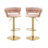 NNEDSZ SERENITà Pink Velvet Seat Kitchen Breakfast Bar Stools Counter Height Barstools with Back Cushioned Chairs for Home Bar x2