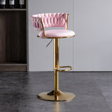 NNEDSZ SERENITà Pink Velvet Seat Kitchen Breakfast Bar Stools Counter Height Barstools with Back Cushioned Chairs for Home Bar x2