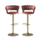 NNEDSZ SERENITà Red Bean Brown Velvet Seat Kitchen Breakfast Bar Stools Counter Height Barstools with Back Cushioned Chairs for Home Bar x2