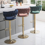 NNEDSZ SERENITà Red Bean Brown Velvet Seat Kitchen Breakfast Bar Stools Counter Height Barstools with Back Cushioned Chairs for Home Bar x2