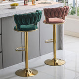 NNEDSZ SERENITà Red Bean Brown Velvet Seat Kitchen Breakfast Bar Stools Counter Height Barstools with Back Cushioned Chairs for Home Bar x2