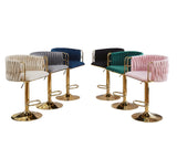 NNEDSZ 2x Height Adjustable Black Swivel Bar Stool Velvet Golden Round Base Barstools Chairs