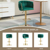 SERENITà Modern Velvet Breakfast Bar Stools Swivel Barstools Adjustable Counter Stools with Backrest Set of 2 Emarald Green