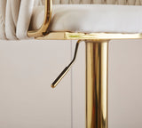 NNEDSZ 2x Height Adjustable Grey Swivel Bar Stool Velvet Golden Round Base Barstools Chairs