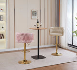 NNEDSZ 2x Height Adjustable Ivory Swivel Bar Stool Velvet Golden Round Base Barstools Chairs
