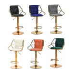 NNEDSZ 2x Height Velvet Padded Golden Round Base Barstools Chairs with Backrest and Footrest -GREEN