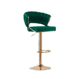 NNEDSZ 2x Height Green Velvet Padded Golden Round Base Barstools Chairs