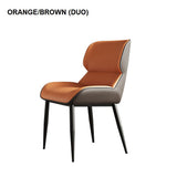 NNEDSZ Orange Brown Italian Minimal List Dining Chairs PU Retro Chair Cafe Kitchen Modern Metal Legs x2